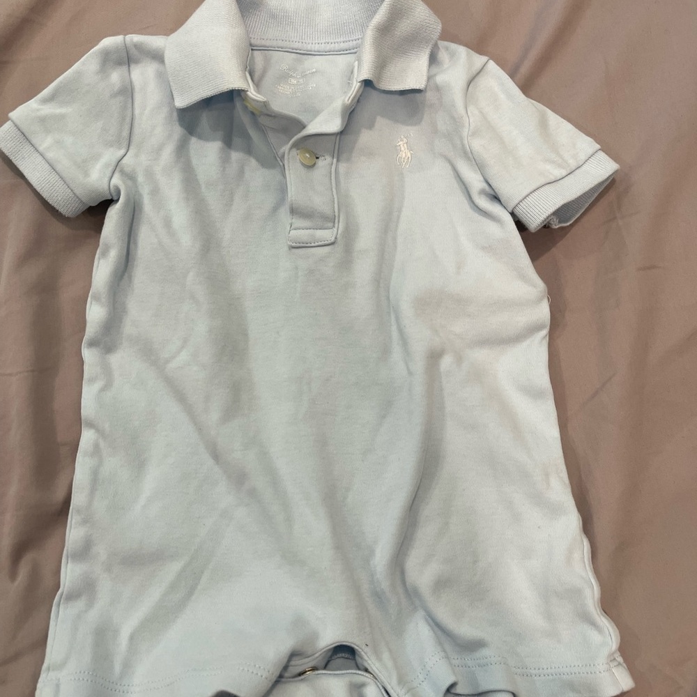 Baby blue POLO Ralph Lauren one piece romper